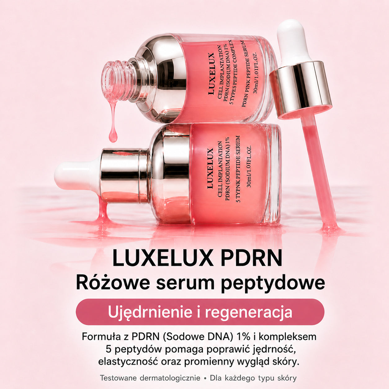 LUXELUX PDRN PINK PEPTIDE SERUM LUXELUX Luksusowe serum z PDRN i różowymi peptydami 30 ml