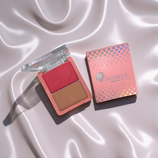 💗 LUXELUX Mineral Blush Duo – Róż i Puder 2 w 1 Delikatny efekt, piękne wykończenie | 7g