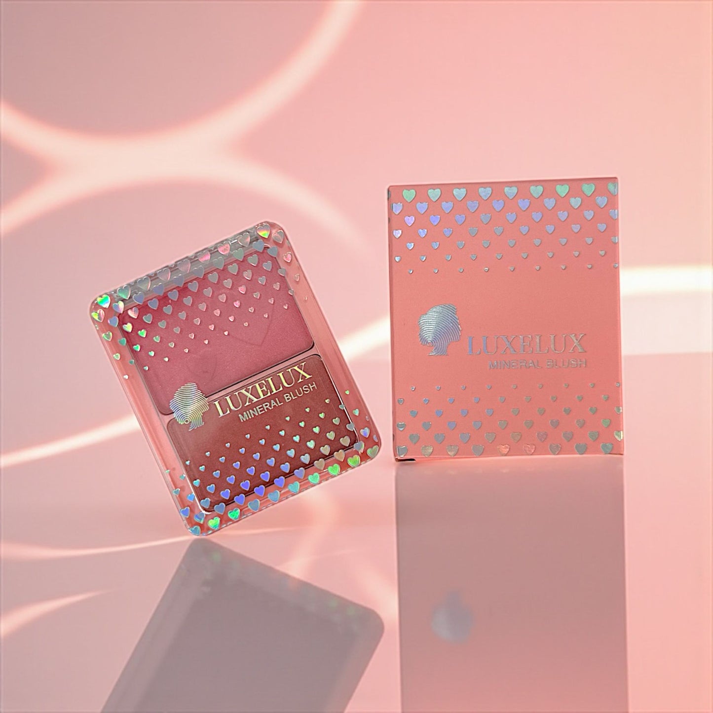✨ LUXELUX Mineral Blush Duo z Rozświetlaczem – 2 kolory Róż do policzków z efektem glow | 7g
