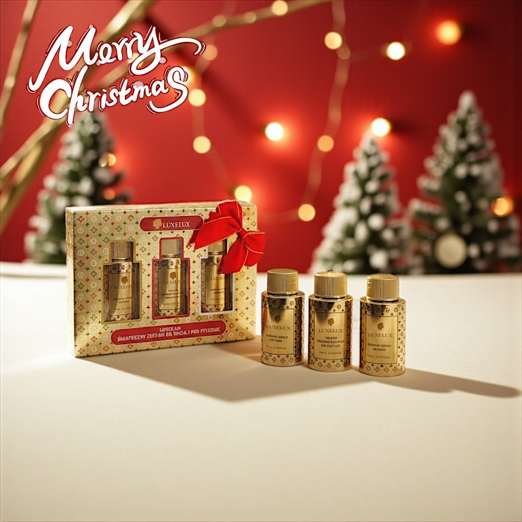✨ LUXELUX Złoty Zestaw Podróżny – Edycja Świąteczna 50 ml