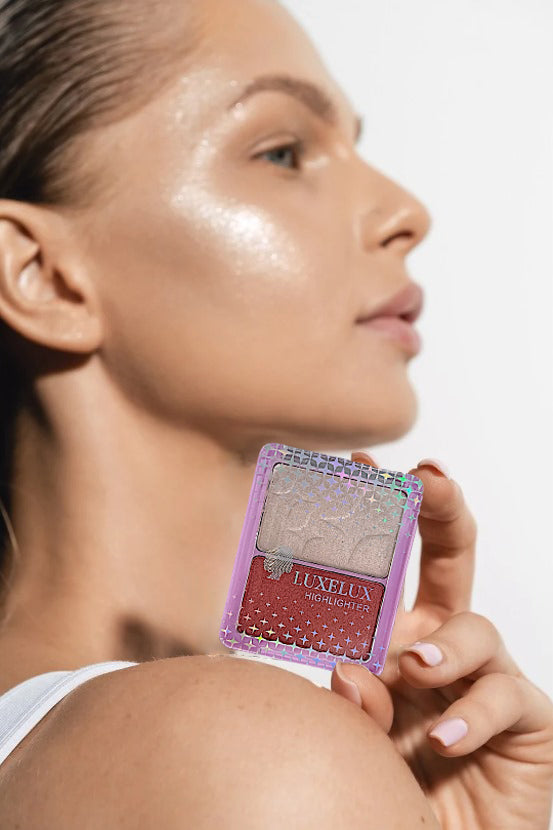 LUXELUX Rozświetlacz do twarzy Duo Highlighter 2 kolory – 7g