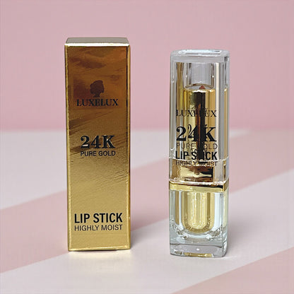 LUXELUX Pomadka do ust 24K Pure Gold – transparentna, zmieniająca kolor z drobinkami złota