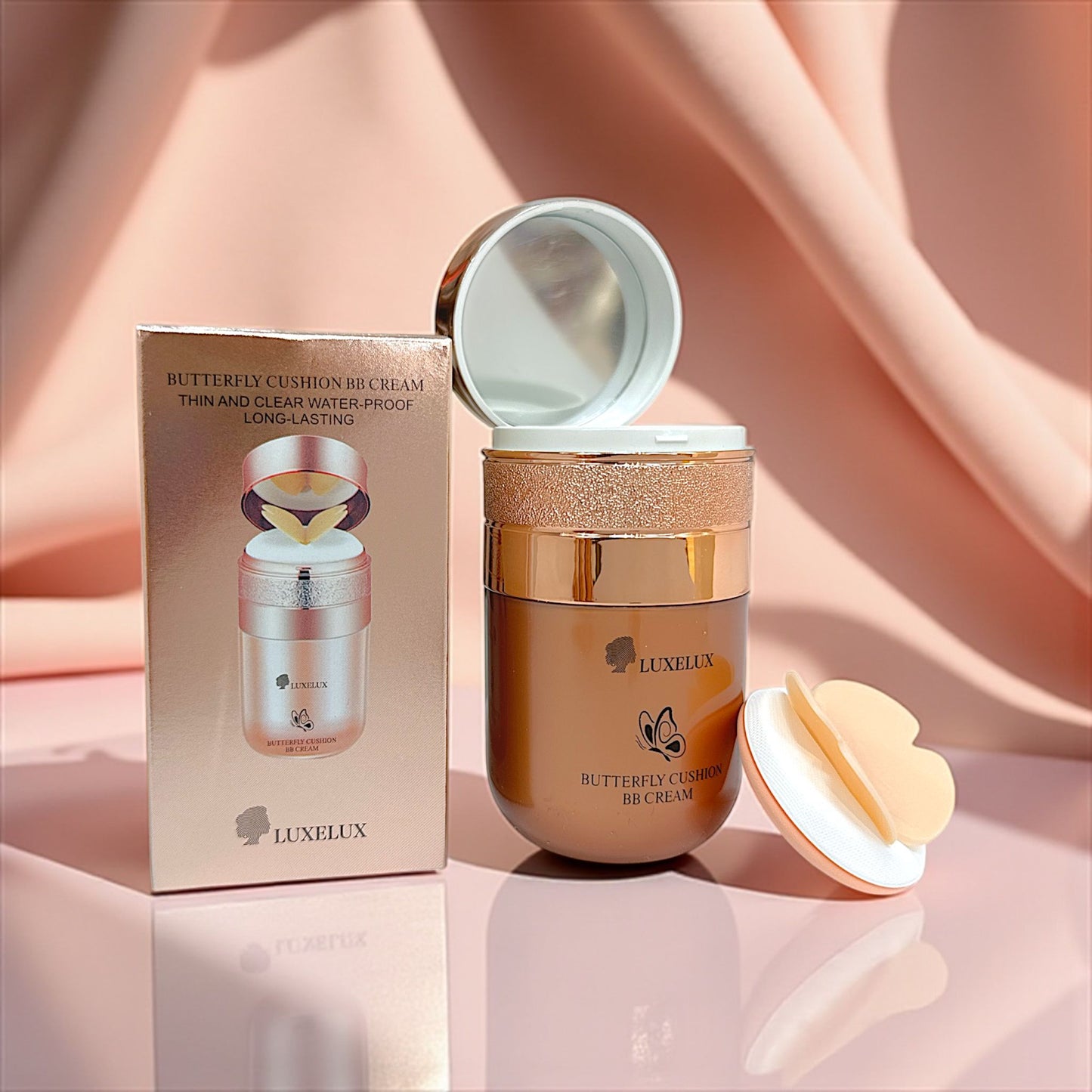 LUXELUX Butterfly Cushion BB Cream – Podkład w poduszce z puszkiem „Motylek” i lustereczkiem – 30g