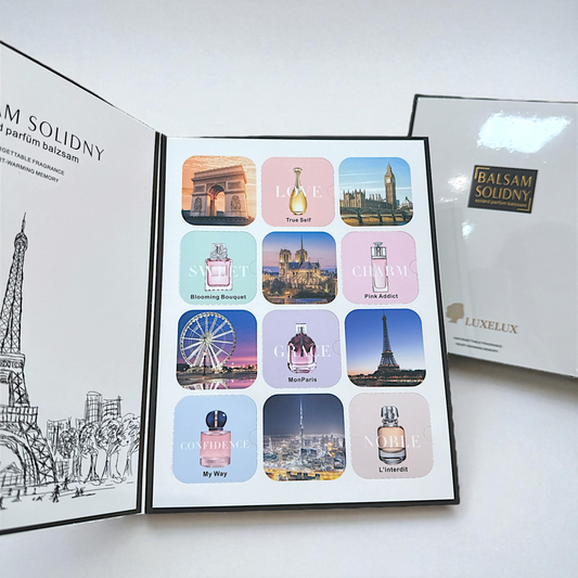 LUXELUX – Zestaw 6 damskich perfumowanych balsamów w sztyfcie W eleganckim opakowaniu prezentowym