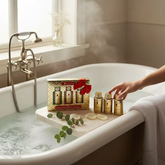 ✨ LUXELUX Złoty Zestaw Podróżny – Edycja Świąteczna 50 ml