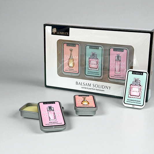 LUXELUX – Zestaw 3 damskich perfumowanych balsamów w sztyfcie W eleganckim opakowaniu prezentowym