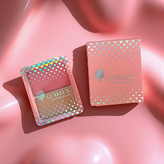 💗 LUXELUX Mineral Blush Duo – Róż i Puder 2 w 1  Delikatny efekt, piękne wykończenie | 7g