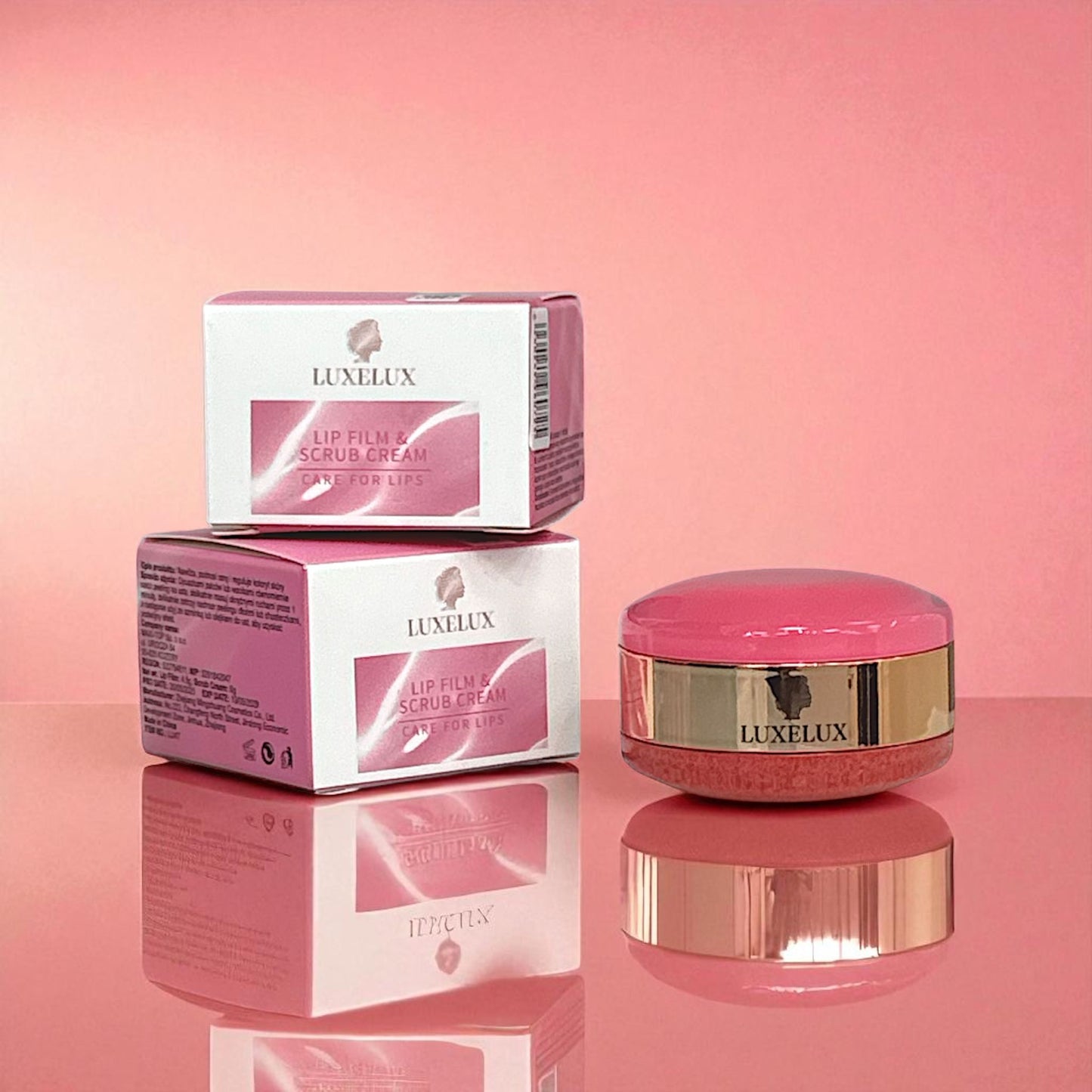 🍓 Truskawkowy peeling do ust + maseczka 2 w 1  LUXELUX | 6g peeling + 4,5g maseczka do ust