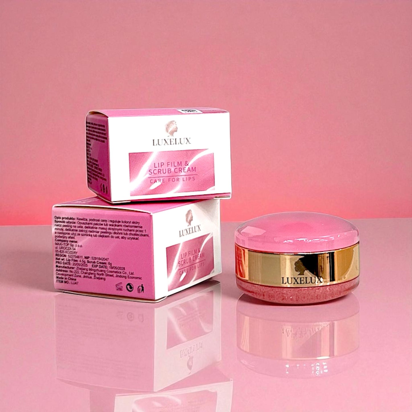 🍑 Brzoskwiniowy peeling do ust + maseczka 2 w 1  LUXELUX | 6g peeling + 4,5g maseczka do ust