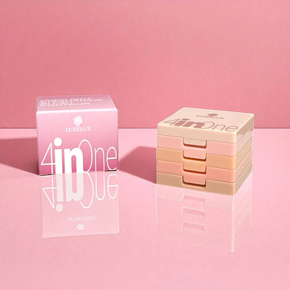 🌟 LUXELUX 4 w 1 – Paleta do Makijażu Twarzy i Oczu z Lusterkiem  Rozświetlacz | Cienie | Róż | Bronzer