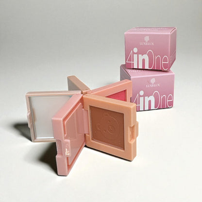 🌟 LUXELUX 4 w 1 – Paleta do Makijażu Twarzy i Oczu z Lusterkiem  Rozświetlacz | Cienie | Róż | Bronzer
