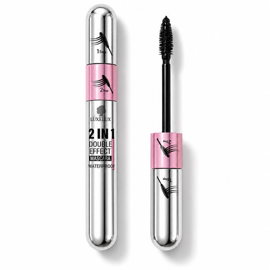 LUXELUX Double Effect Mascara 2w1 – Wodoodporny Tusz do Rzęs | Wydłużenie & Objętość