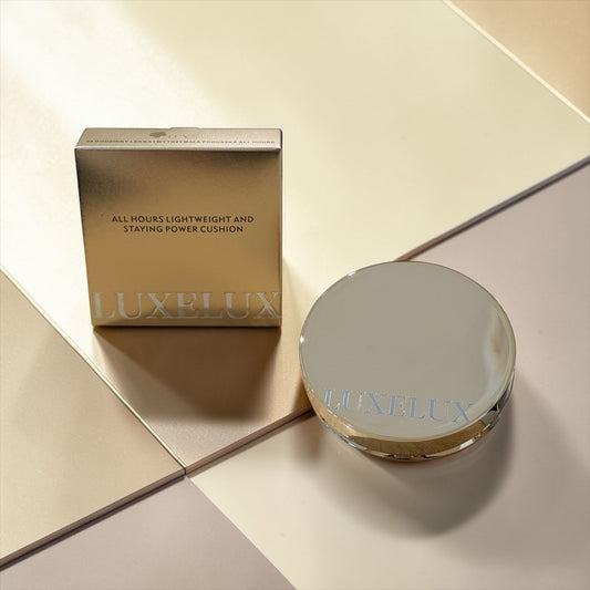 LUXELUX Gold – Lekki całodzienny podkład cushion z trwałym efektem, jasny odcień